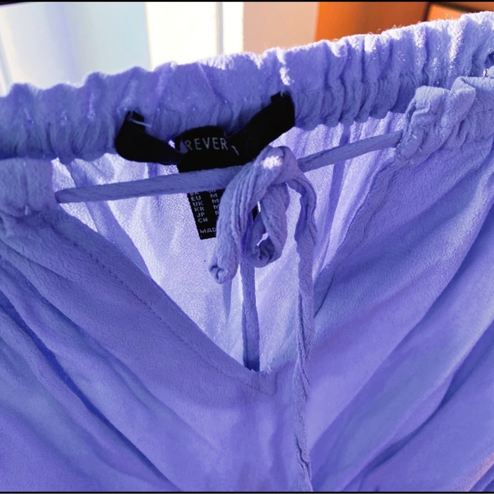 Periwinkle Blue Ruffle Peasant along Sleeved Off The Shoulder Crop Top - Picture 3 of 9